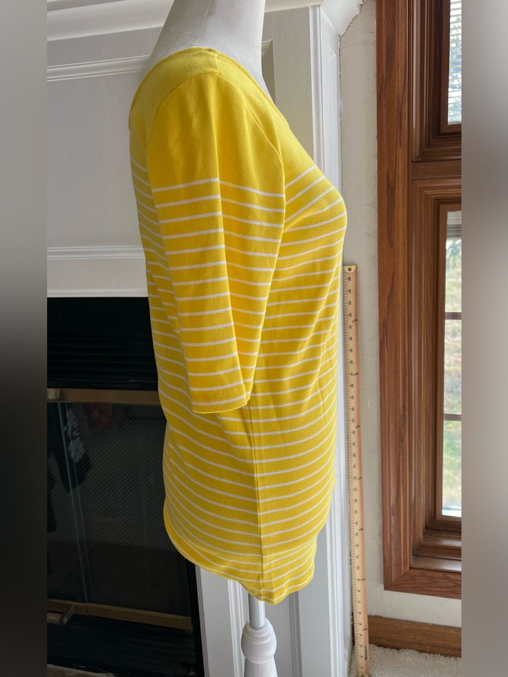 Ann Taylor Yellow & White Striped Scoop Neck Top - Picture 4 of 9